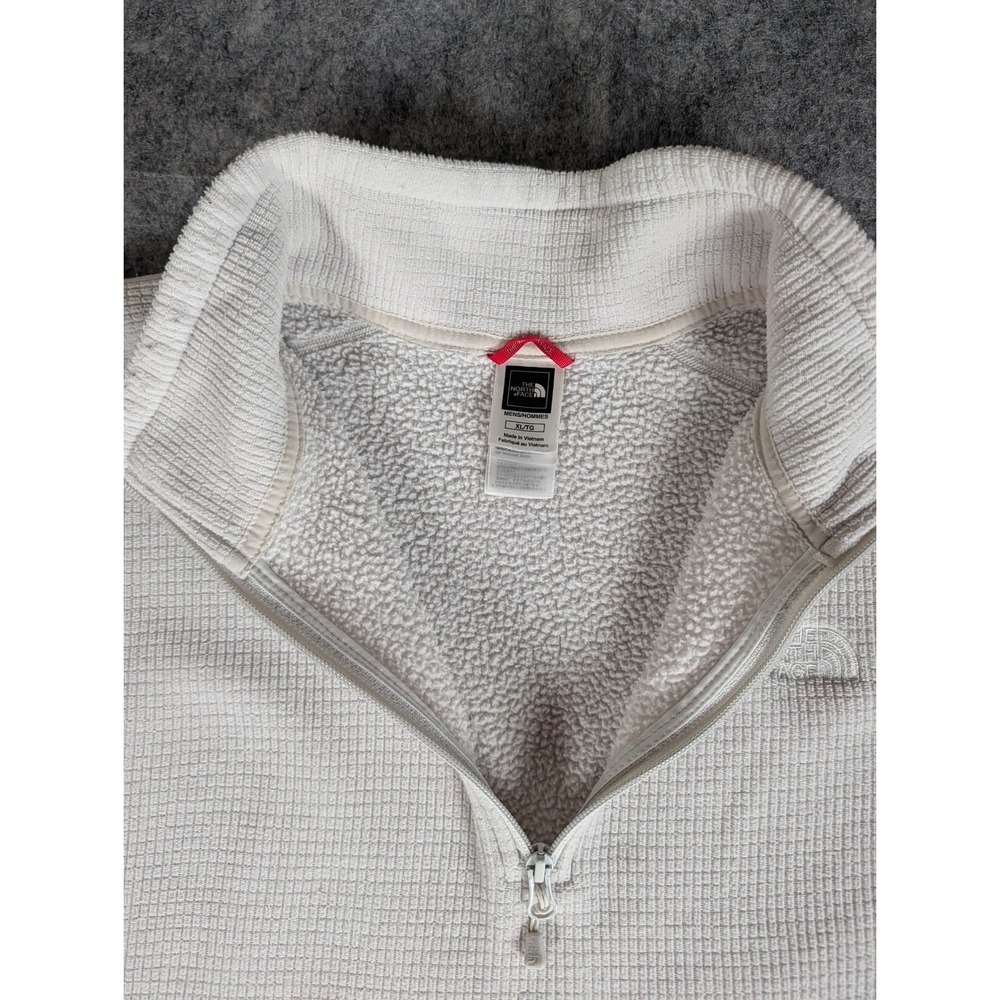 The North Face Mens Cream Waffle Knit 1/4 Zip Grid Fleece Pullover XL 4679 - Picture 7 of 13